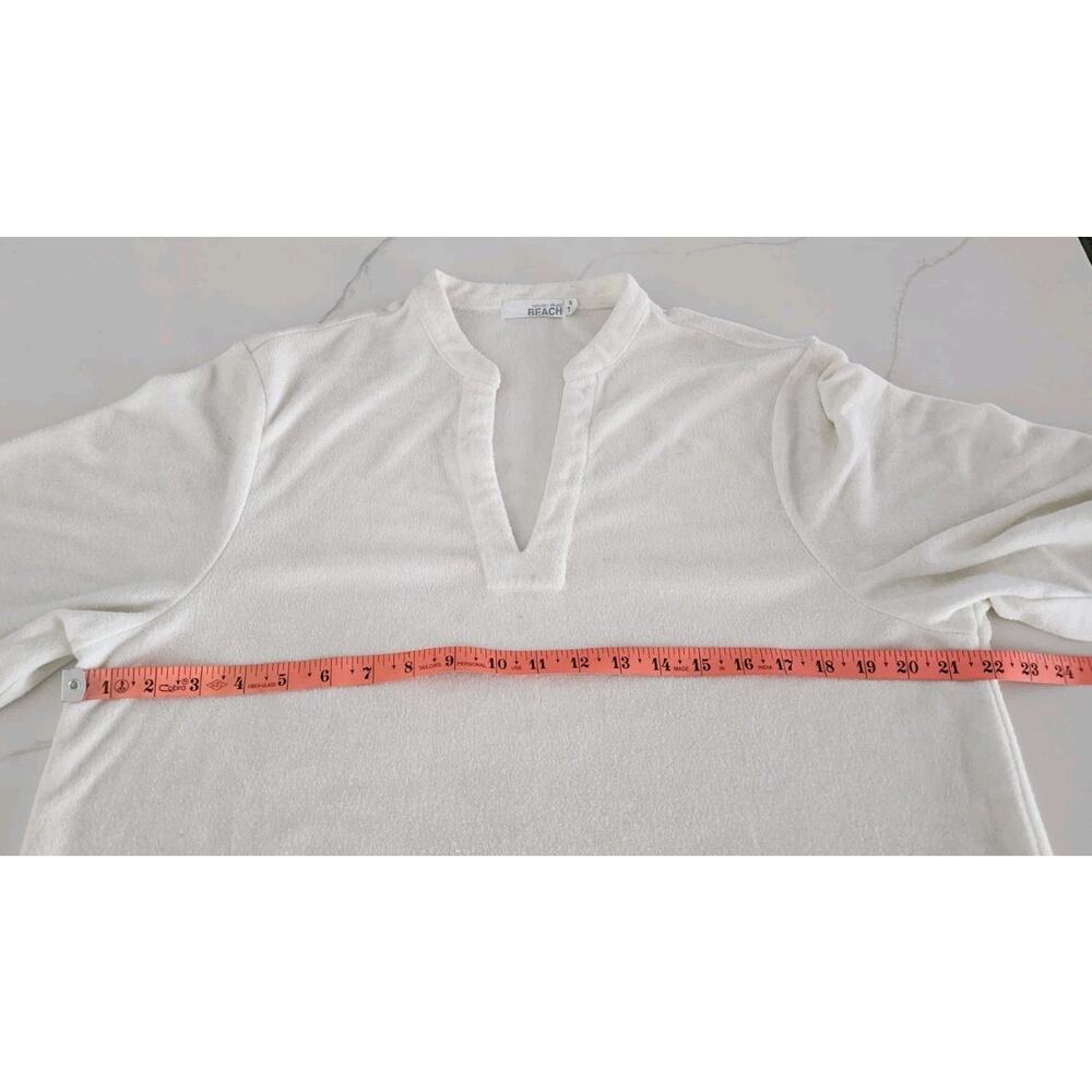 Barefoot Dreams Women Cozy Terry Placket Dolman Sleeve Midi Caftan SeaSalt/Cream - Picture 5 of 8